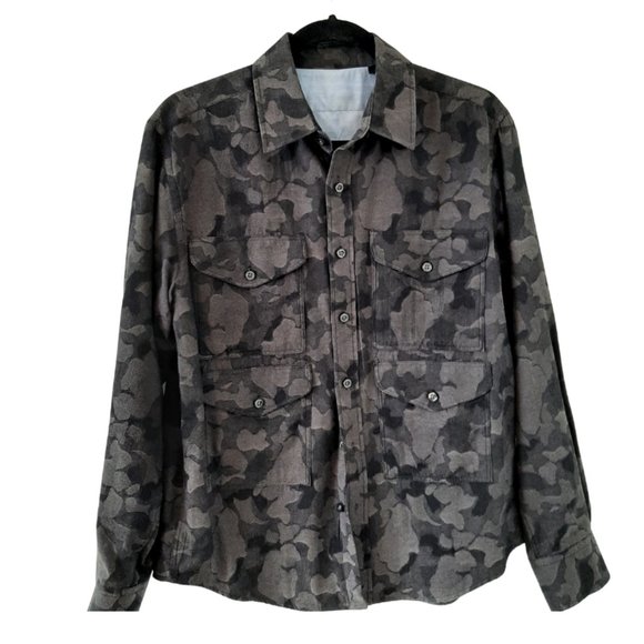 John Lennon Black and Gray Camo Shirt - size M - Picture 1 of 8